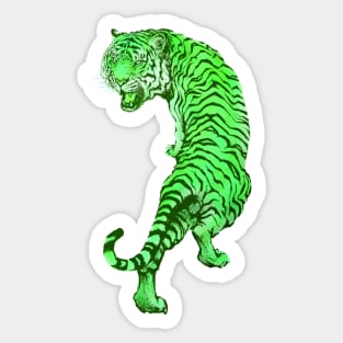Cyberpunk Neon Lime Green Tiger Sticker